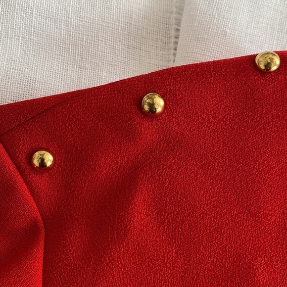 Liz Claiborne vintage cherry red shift dress with gold embellishments. - Picture 7 of 14